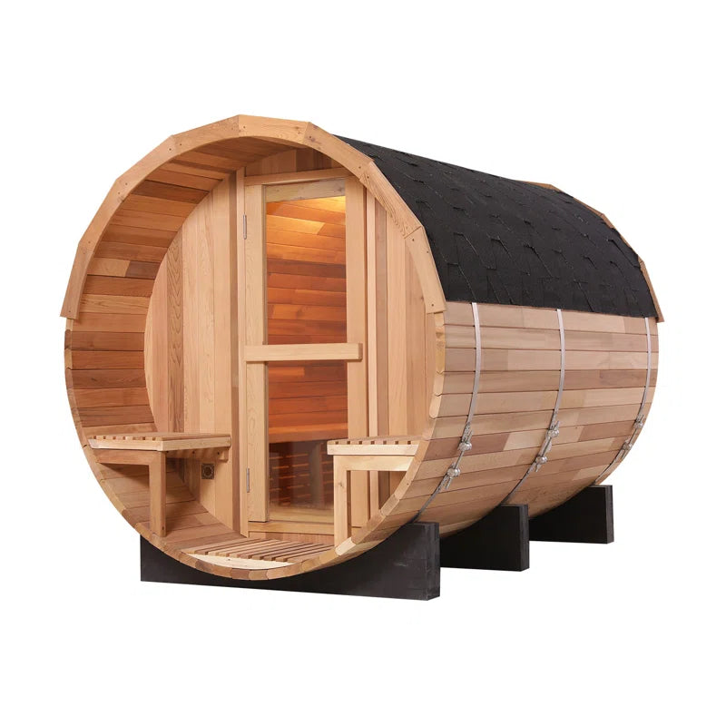 6-Person Patchworkred Cedar Traditional Steam Barrel Sauna